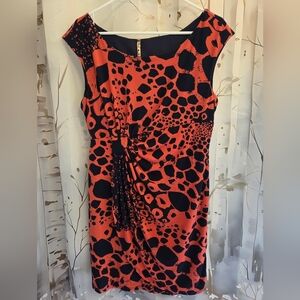 Fresh of La Wrap Style Summer Dress Bold Navy & Orange Colors P/L